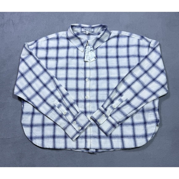 Madewell Tops - Madewell Flannel Shirt Womens S Short Boxy Slouchy Oversized Plaid Boho NEW